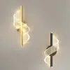 Lámpara de pared de lujo ligero, lámpara de pared de cabecera de dormitorio nórdico, iluminación ambiental LED en espiral, diseño de línea creativa, lámpara de pared de fondo para sala de estar