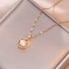 Collar de mujer estilo japonés y coreano con diseño de celebridad neta, piedra de ojo de gato, flor de circón, nicho, nuevo estilo, colgante con sentido, elegante collar de acero de titanio.