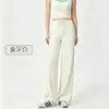 Pantalones de Yoga de Pierna Ancha con Cordón de Cintura Alta para Mujer, Pantalones Deportivos Casuales Rectos con Bolsillos, Pantalones de Fitness Sueltos y Adelgazantes