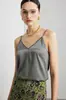 Camisola de Seda para Mujer 2026 Primavera/Verano Nueva Color Sólido Ropa Interior Exterior Estilo Commuter con Encaje y Top de Seda de Morera