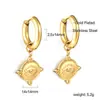 Pendientes Redondos con Ojo de Buey y Diamantes Transfronterizos, Diseño Único, Aretes de Moda y Tendencia, Pendientes de Acero Inoxidable