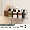 Estante de baño de nogal para dropshipping para cepillo de dientes eléctrico, pasta de dientes y vaso para enjuague bucal, estante organizador de baño