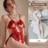Lencería Sexy Soportes de Acero Levanta Pecho Pequeño Chaleco de Encaje Grande Tentación Provocación Transparente Mono Pijama Mujer