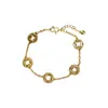 Moda Retro Exquisito Lujo Ligero Brillante Hielo Triturado Hueco Moneda de Cobre Pulsera Lujo Ligero Gama Alta Versátil Joyería