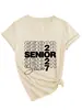 Senior 2027 Senior Amazon Wish Site Independente Casual Simples Camiseta Feminina Manga Curta Gola V Camada Base