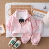 Ropa de Moda de Encaje para Niñas de Estilo Nuevo de Primavera y Otoño 2025 1-4 Años Traje de Moda para Niñitas Conjunto de Otoño para Bebé de Tres Piezas