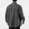 Moda Outono Masculina Estilo Hong Kong Roupa de Trabalho Camisa de Veludo Cotelê para Adolescentes, Jaqueta Elegante e Casual de Manga Longa