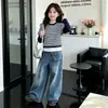 Conjunto de Tres Piezas para Niñas de Principios de Otoño Estilo Coreano Niñas Grandes Camiseta de Manga Larga de Otoño para Niñas Conjunto de Ropa de Otoño para Niños Ropa Falsa de Dos Piezas T