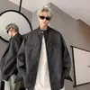 Jaqueta de Couro Masculina 2024 Primavera e Outono Nova Chegada Estilo Americano Retro Tendência Marca Versátil Zíper Bordado Plâncton Bonito Solta Jaqueta