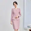 Uniforme de Recepción de Front Desk de Belleza Médica de Primavera y Otoño, Ropa de Trabajo para Salón de Belleza y Centro de Bienestar, Traje Azul Marino de Alta Gama, Atuendo Profesional para Mujer