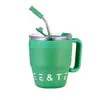 Taza de pajita con asa nueva y elegante, taza aislada de acero inoxidable, taza de agua simple y a la moda, taza de café portátil para la oficina