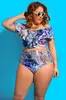Nuevo bikini europeo y americano Amazon talla grande 5XL talla grande dividido cintura alta AliExpress venta caliente traje de baño dividido para mujer