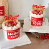 Hola2026 Pegatinas de Feliz Año Nuevo Decoración para Pastel Año del Caballo Fuegos Artificiales de Nochevieja Topper Insertable Acrílico