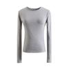 Nova Camiseta Básica Cor Sólida Clássica Ajuste Slim Gola Redonda Ombro Manga Longa Top T-Shirt Feminina 3081