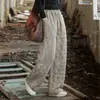 (Seleccionado) 26 Pantalones Acolchados de Ramio Tie-Dye de Invierno con Cintura Elástica, Pantalones de Algodón Gruesos Cálidos Artísticos para Mujer