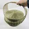 Cesta de Bambú Tejida a Mano Retro para el Hogar con Tapa, Cesta de Bambú Tejida para Verduras, Cesta de Compras, Cesta de Almacenamiento, Estilo Fruta