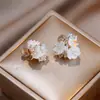 Brincos de Flores de Resina de Cristal Frescos de Primavera e Verão com Contas, Presilhas de Orelha Levemente Luxuosas e de Alta Qualidade, Brincos Doces e Versáteis