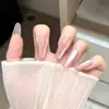 Pó de Pêssego Simples, Suave, Doce e Claro Olho de Gato Moda Versátil Manicure Estilo Europeu e Americano Branco Ins 30 Peças