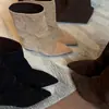 Primer Encuentro Temporada Botines Elegantes de Puntera Puntiaguda con Pliegues Botas de Moda Otoño 2026 Ante Marrón Botas Versátiles Elegantes para Mujer