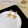 Pendientes colgantes de estrella de mar de oro de 18 quilates, estilo coreano, de moda, ligeros, lujosos, de alta gama, de verano, exagerados, para mujer.