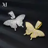 Ventas Directas del Fabricante de Suministros de Amazon Colgante de Mariposa Grande con Hebilla Completa de Diamante de Aleación con Cadena Cubana Collar Chapado en Oro Joyería