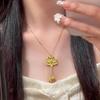 Collar de Loto Antiguo de Oro Arena Vietnamita Loto Herencia de Dos Celebridades Mundiales Colgante de Borla de Loto Cadena de Suéter para Mujer