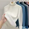 Suéter Feminino de Veludo Grosso com Gola Alta Estilo Coreano Moda Redutor de Idade Temperamento Versátil Quente Solto Slim Fit Camada Base Top
