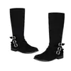Botas de mujer de talla grande transfronterizas, talla 35-44, punta redonda, tacón bajo, botas de gamuza hasta la pantorrilla, cremallera, tacón bajo, botas Martin de comercio exterior para otoño e invierno