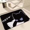 Alfombra de Piso de Barro de Diatomeas de Gato Negro Linda de Dibujos Animados para Baño Inodoro Absorbente de Agua Antideslizante Resistente a la Suciedad Inodora Fácil de Cuidar