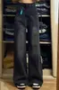 Jeans Rectos Holgados Gris Negro para Mujer de Cintura Alta talla extra chica con sobrepeso Pierna Ancha Holgados Adelgazantes Forma de Pera Pantalones para Otoño e Invierno