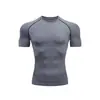 Camiseta de Manga Curta Justa Tamanho Europeu para Homens, Roupa Esportiva Fitness Transfronteiriça de Comércio Exterior, Top Respirável de Secagem Rápida para Treinamento Base de Corrida