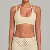 Arena Otoñal Conjunto Falso de Dos Piezas Estampado Retro Sujetador de Yoga Bloqueo de Color Espalda Hermosa de Tirante Halter Correas Ajustables Ropa Interior Deportiva 5682