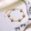 Pulsera de Trébol de Cuatro Hojas de 9 mm Superventas Transfronterizo Acero de Titanio 18K Moderna al por Mayor Adornos Europeos y Americanos para Mujer Nicho Lujo Ligero Sensación de Alta Gama