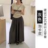 Liquidação~ Calça Saia de Perna Larga em Algodão e Linho para Mulheres, Novo Estilo Verão 2026, Estilo Preguiçoso, Cintura Alta Solta, Calça Casual de Perna Reta Emagrecimento