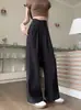 Talla extra 2024 Verano Pantalones de Pierna Ancha Diseño de Sentido para Mujer Versión Estrecha Sentido de la Dosis Cintura Alta Adelgazantes Casuales Pantalones Rectos
