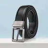 Cinturón de Cuero Genuino para Hombre, Moderno, Sencillo y Versátil, con Hebilla Giratoria de Pin de Alta Gama, Cinturón de Piel de Vaca de 3.5 cm para Hombre, Estilo Coreano