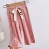 Pantalones casuales de verano para niñas, estilo occidental para bebés, personalizados, de moda en línea, estilo coreano popular, pantalones de seda helada, pantalones anchos hasta los tobillos.