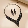 Set de Collar de Borla en Forma de V Incrustado de Diamantes Retro Transfronterizo, Cadena para Clavícula de Moda y Personalizada, Lujo Accesible y Collar de Gama Alta