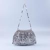 Bolsa de Ombro/Mão Grande Moda Tendência Nova Artesanal Tecida com Contas Planas de Prata e Ouro Formato de Bolinho