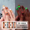 Película de esmalte de uñas que brilla en la oscuridad para Halloween, diseño de caricatura de calabaza, pegatinas de uñas impermeables y de larga duración, pegatinas populares de arte de uñas transfronterizas, en stock