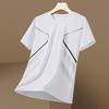 Camiseta de manga corta de seda helada de verano para hombre, de secado rápido, transpirable, fina, holgada, elástica, con cuello redondo.