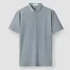 PromoçãoCamisa polo de algodão com seda gelada, camiseta masculina de manga curta com gola lapela mercerizada, top polo versátil de cor sólida para o verão