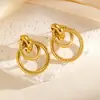 Pendientes de Acero Inoxidable con Cadena Dorada Retro de Venta Caliente Transfronteriza Estilo Punk Nicho de Lujo Ligero Joyería Lista para la Venta