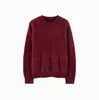 Lana de Cachemira Seda de Morera Tejido Cepillado Lentejuelas 26 Otoño Invierno Nuevo Estilo Perezoso Holgado Cuello Redondo Jersey de Punto