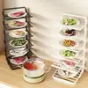 Estante de preparación de cocina, de pared para el hogar, multicapa, plegable, con bandejas para servir, estante de almacenamiento multifuncional, organizador de platos para fondue