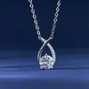 Collar de plata de ley S925 con moissanita de 1 quilate, elegante colgante entrelazado de amor, cadena para la clavícula, regalo de lujo ligero para el Día de San Valentín