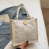 Bolsa de Almuerzo Portátil de Nicho para Mujer 2026 Nuevo Estilo Salida Casual Bolsa de Mamá Estilo Japonés Lino Estudiante Portátil Bolsa para Lonchera
