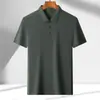 Camiseta de Manga Corta de Seda de Hielo para Hombre Joven y de Mediana Edad Waffles Camiseta de Manga Corta Lar para Hombres Camisa POLO