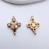 Colgante Flor de Cuatro Pétalos Cuadrada de Circonita Chapada en Oro de Alta Retención de Color Accesorios de Joyería con Borla para Pendientes de Pasador de Pelo Hechos a Mano