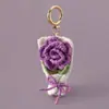 Llavero de Flor de Ganchillo Hecha a Mano Guofeng de 25 Años Hilo Xuefei Segunda Temporada Colgante de Flor de Ganchillo Rosa